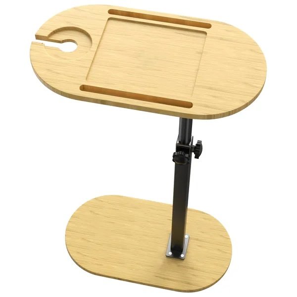 C-Shaped Bathtub Tray Table With Adjustable Height 360 Rotatable Desktop Freestanding Bath Caddy Against Wall Couch Bed Sofa Side Table - Image 5