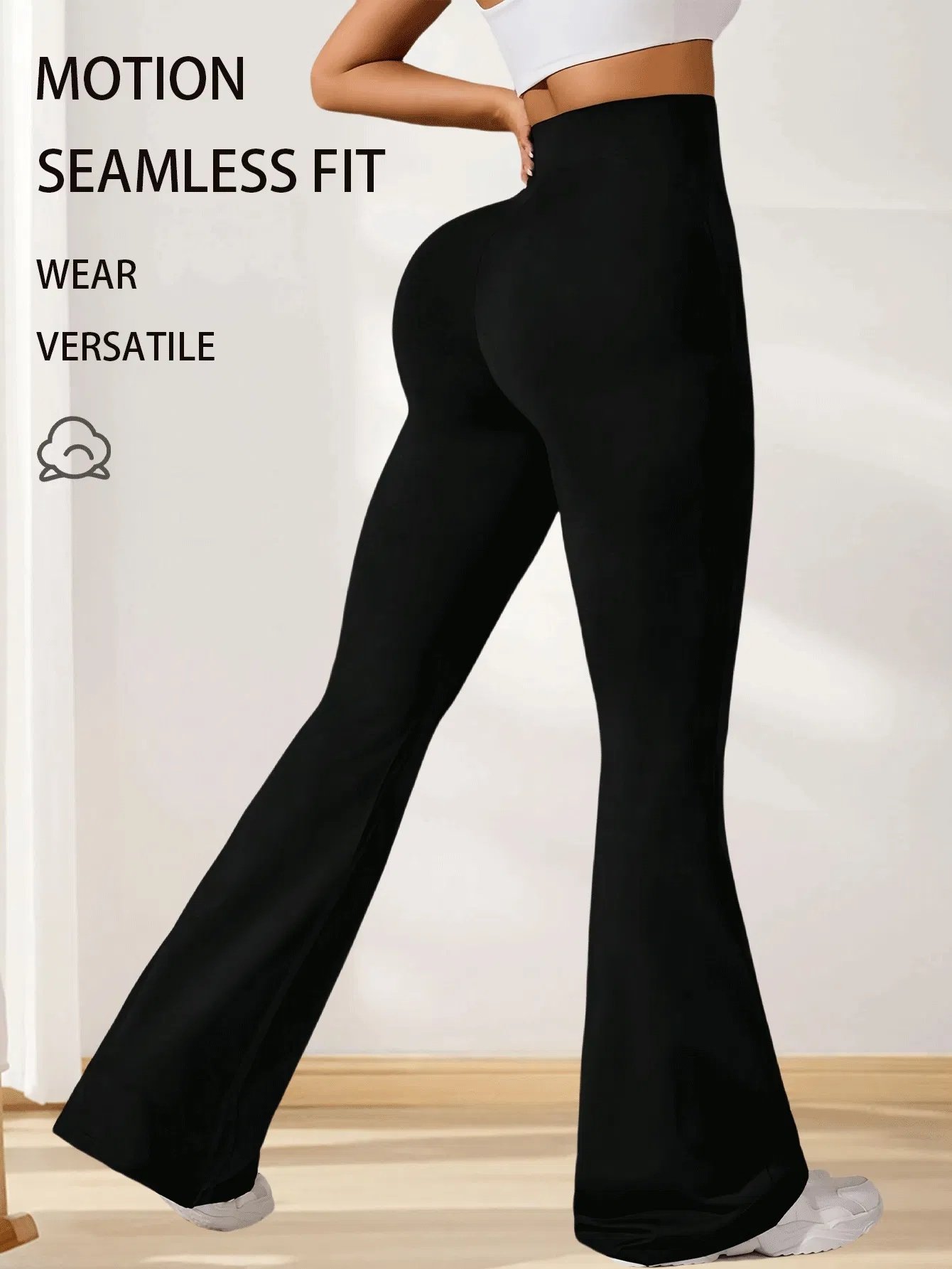 3pcs High-Waisted Flare Sharkskin Leggings Slim Fit, Lightweight & Sculpting Yoga Pants - Image 2