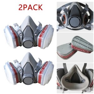 7in1 Half Face Gas Mask Facepiece Spray Painting Respirator Reusable Safety Suit For 6200 With Filter Chemical And Other Work Protection