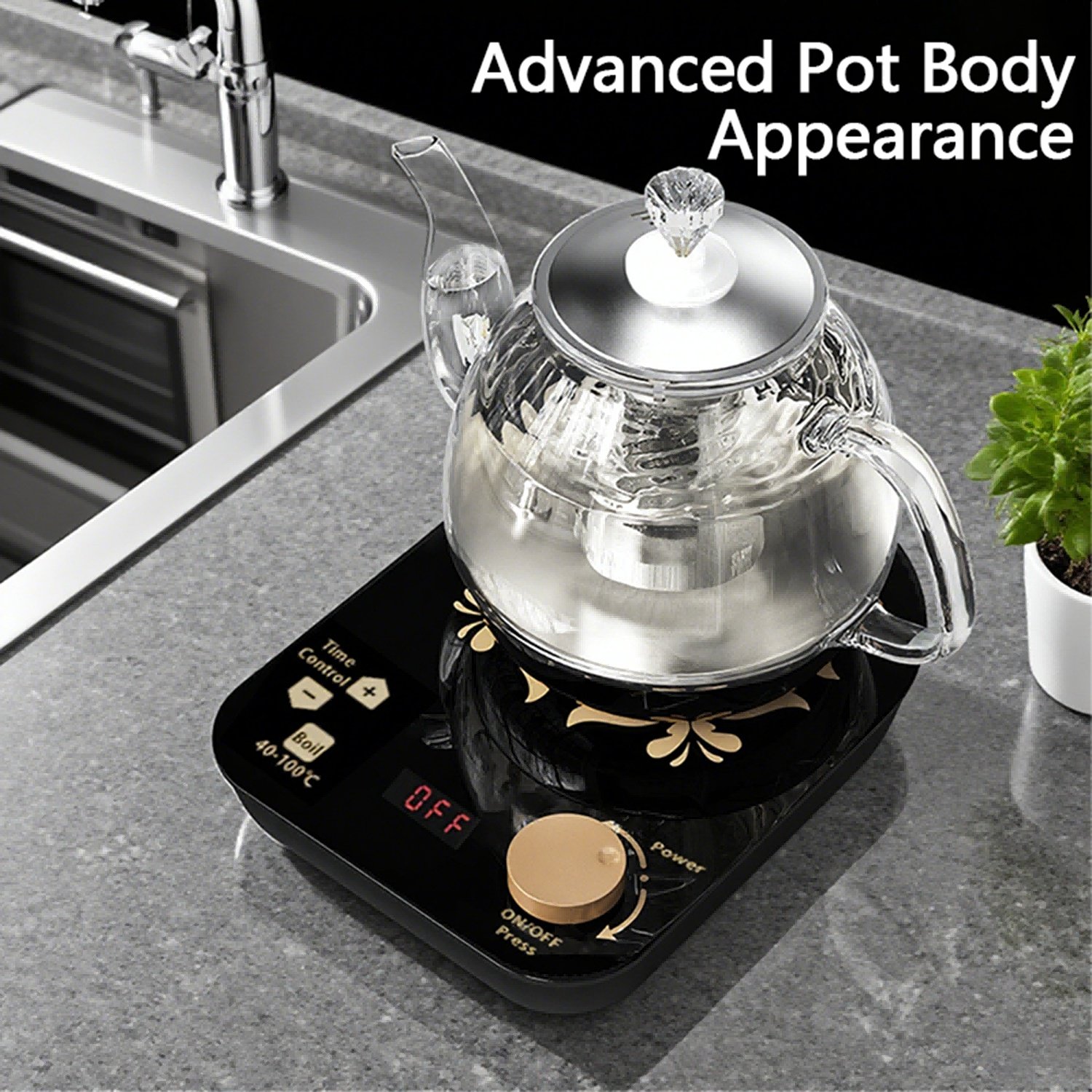 Professional Multi-functional Glass Teapot 800ml Fast Heating Cooking And Brewing Integrated Electric Kettle With Stainless Steel Filter - Image 8