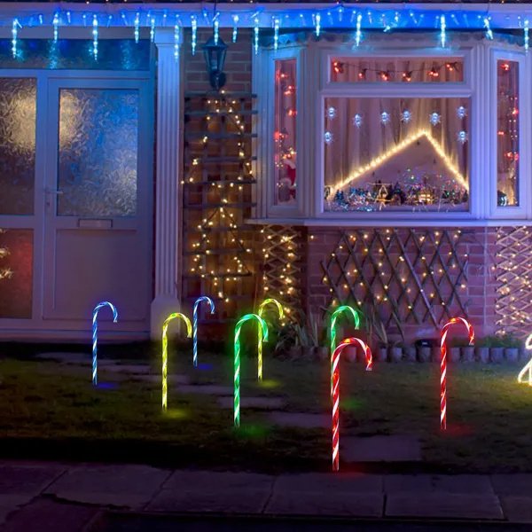 Solar Christmas Candy Cane Light IP55 Waterproof Stake Light - Image 9