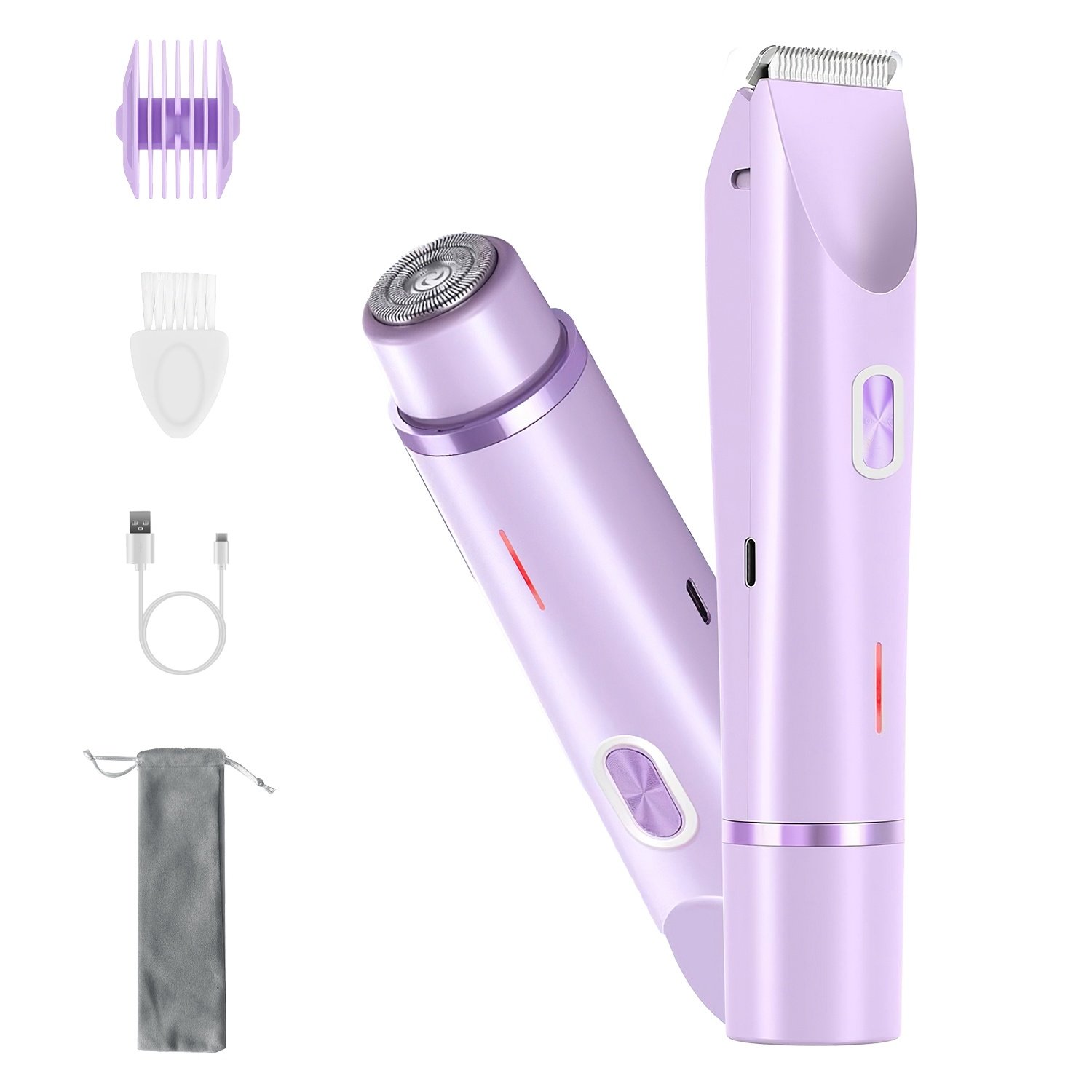 1Pc 2 In 1 Bikini Trimmer For Women Dual Head Cordless Body Shaver IPX7 Waterproof Rechargeable Pubic Hair Razor Wet And Dry Use For Bikini Underarm Leg Arm Body Face - Image 9