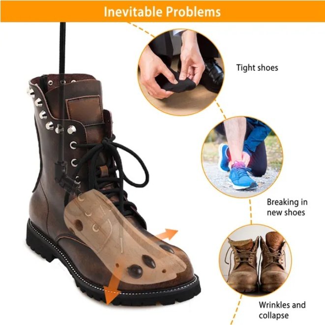 One Pair Boot Stretcher Adjustable Width Shoe Shaper Wooden Boot Widener Expander For Men - Image 3