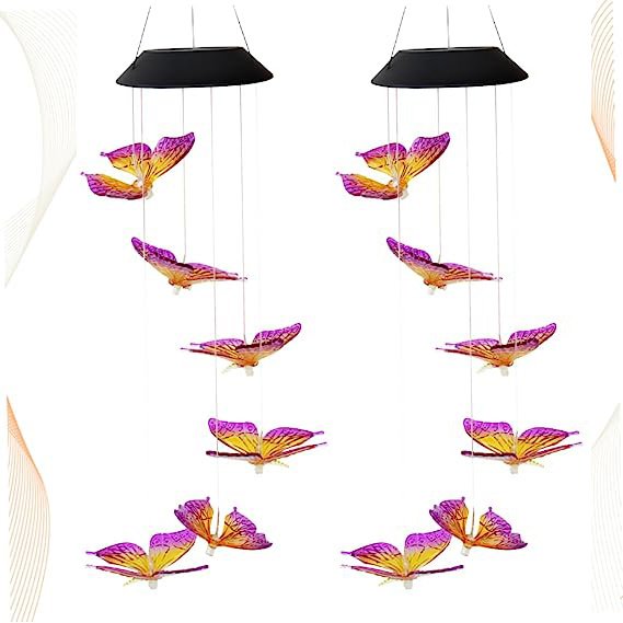 1PC Solar Butterfly Wind Chimes Light, Outdoor Purple Butterfly Wind Chimes, Decorative Color Chang - Image 5