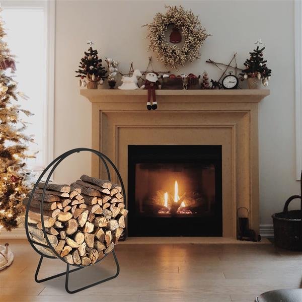 24 Inch Round Indoor Outdoor Wrought Iron Fireplace Wood Stand - Image 2