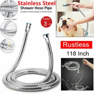 Shower Head Hose 3 Meters 118 Inch Extra Long Bathroom Flexible Stainless Steel Pipe Household Flower Wine Shower Hose