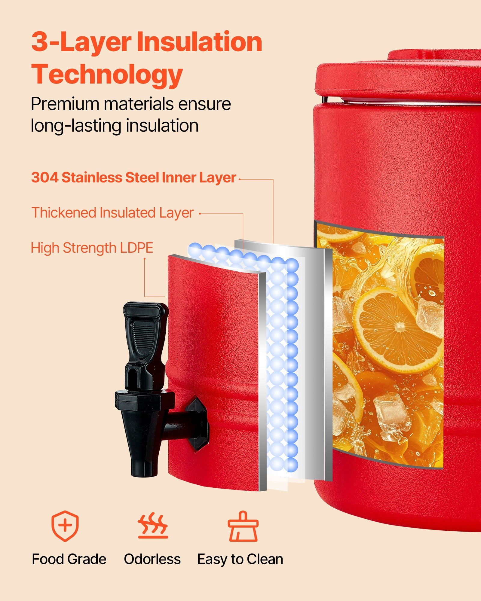 Insulated Beverage Dispenser For Hot And Cold Drinks 8 Gal/30L Cooler Jug - Image 4