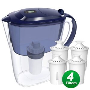 SimPure Water Filter Pitcher BPA-Free, Reduce TDS 10 Cup 3.5L 1 Pitcher 4 Filter