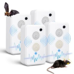 2Pcs Or 4Pcs Rechargeable Ultrasonic Bat Repellent Indoor Outdoor Bird Mouse Deterrent Device With 6 Adjustable Levels For Attic Porch House