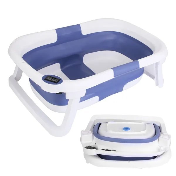 Baby Bath Tub With Thermometer Collapsible Travel-Friendly 0-24Months Baby Bathtub - Image 3