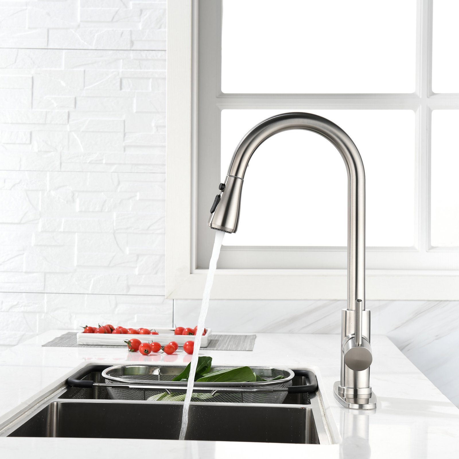 Single Handle High Pull Out Kitchen Faucet, Single-stage Stainless Steel Kitchen Sink Faucet, With Pull Down Spray - Image 3