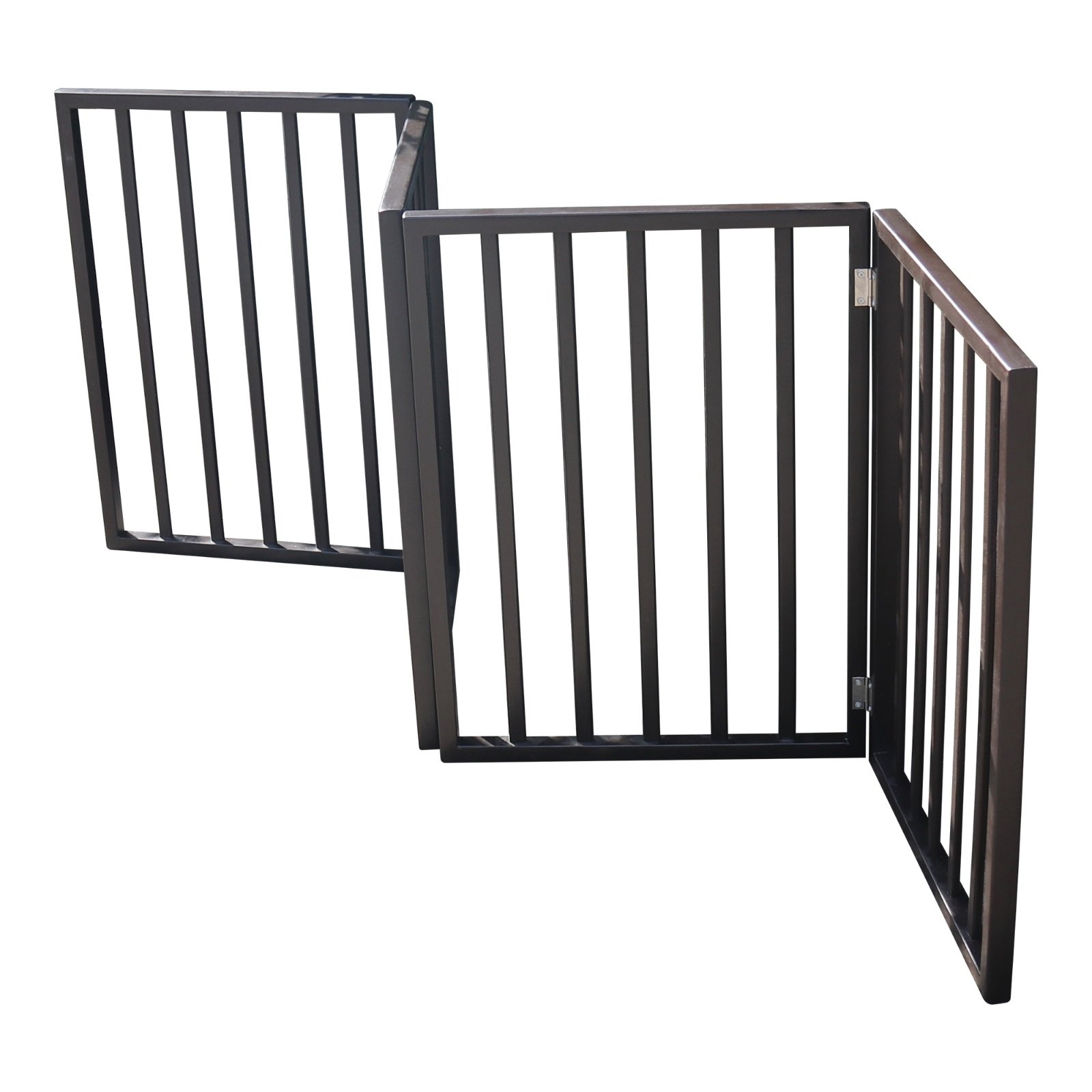 Wooden Pet Gate - Freestanding, Folding For Doorways, Stairs, House, Brown Arc - Image 5