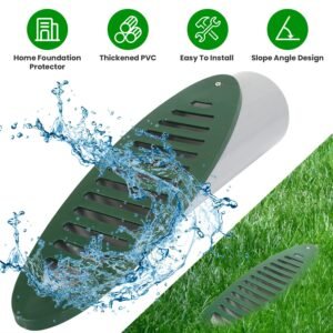 4Inch Green Angled Yard Drainage Pipe With Sloped Grate Yard Drain Emitter For Sump Discharge Downspout Extensions Inlet Outlet Yard Drain Compatible With 4Inch Connections