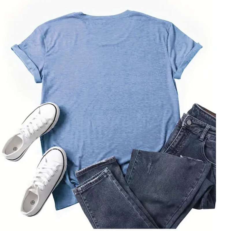 Women's Dandelion Print Round Neck T-Shirt Breathable Summer Casual Top - Image 3