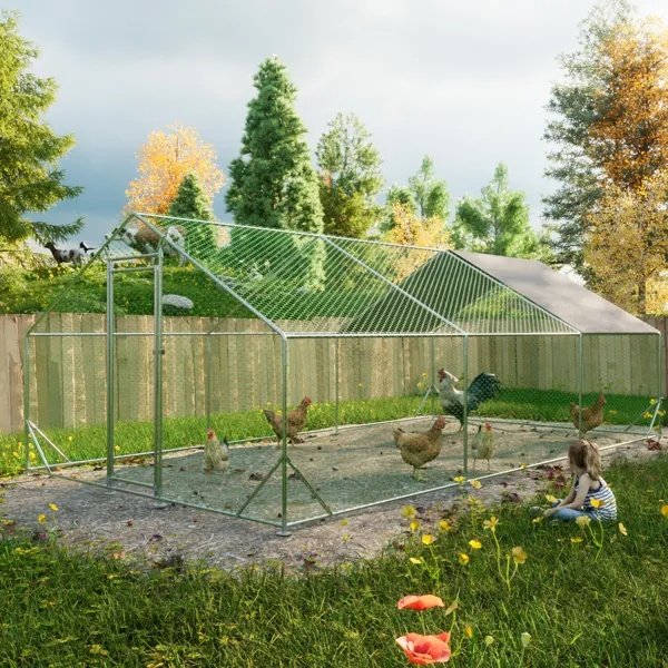 Large Metal Chicken Coop, Walk-in Chicken Run,Galvanized Wire Poultry Chicken Hen Pen Cage, Rabbits Duck Cages With Waterproof And Anti-Ultraviolet Cover For Outside 10 L X 20 W X 6.56 H - Image 5