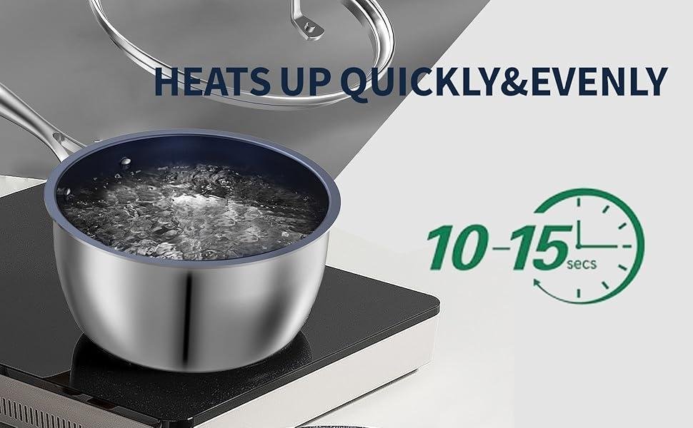 2.2 Quart Titanium Alloy Stainless Steel Multifunctional Household PFOA-free Non-stick Frying Pan With Lid, Dishwasher-safe, Oven-safe, Suitable For All Stovetops - Image 3