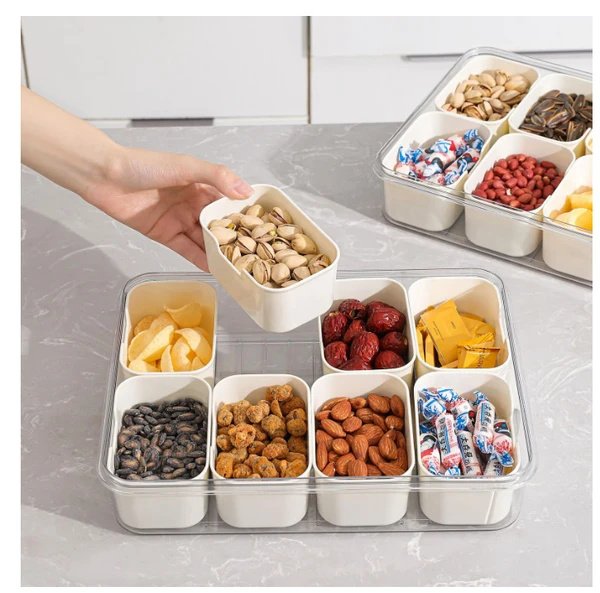Split Service Tray With 8 Compartments For Snack Boxes - Image 3