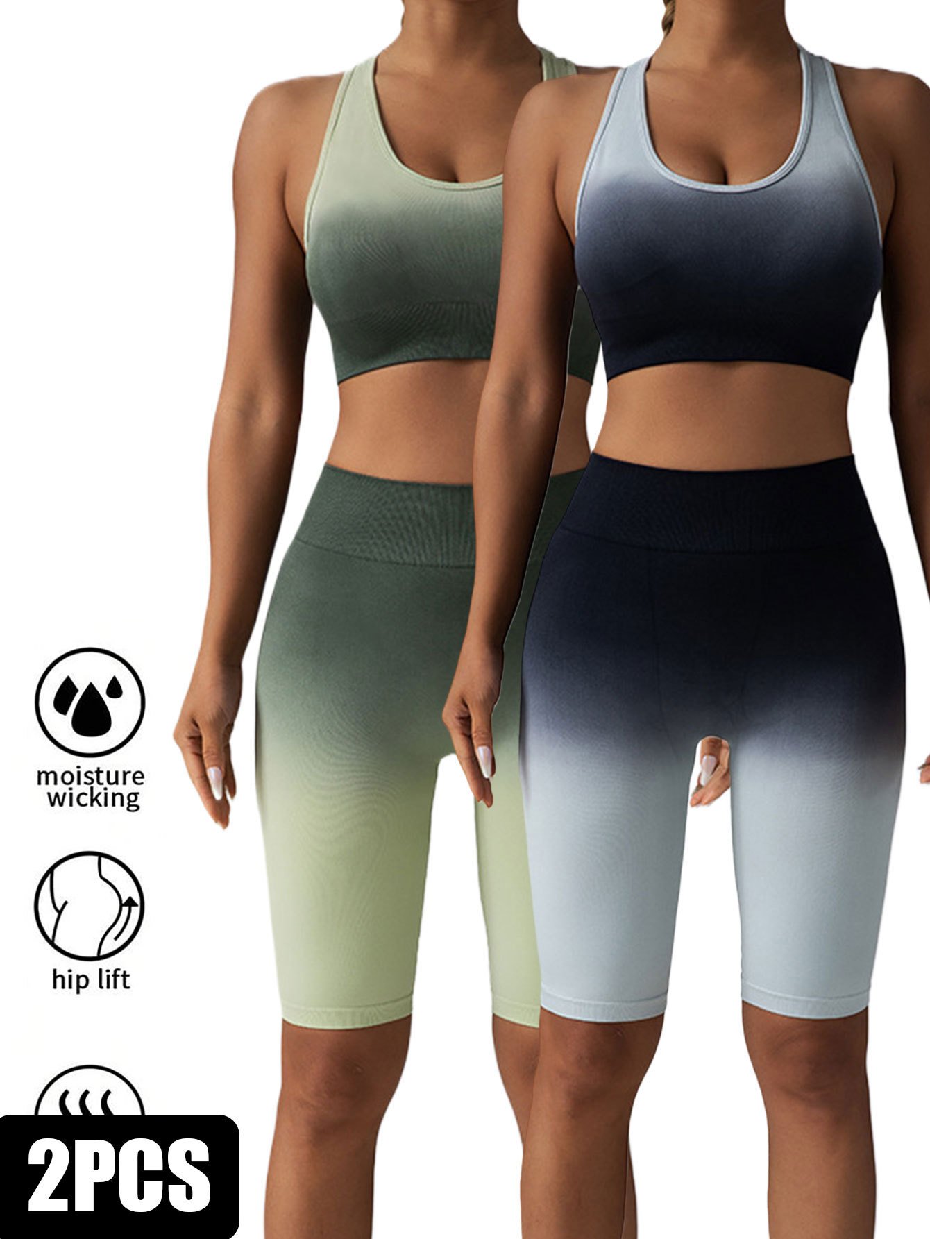 2 Pack Workout Shorts For Women Scrunch Butt Lifting High Waisted Yoga Gym Seamless Booty Biker Shorts - Image 2