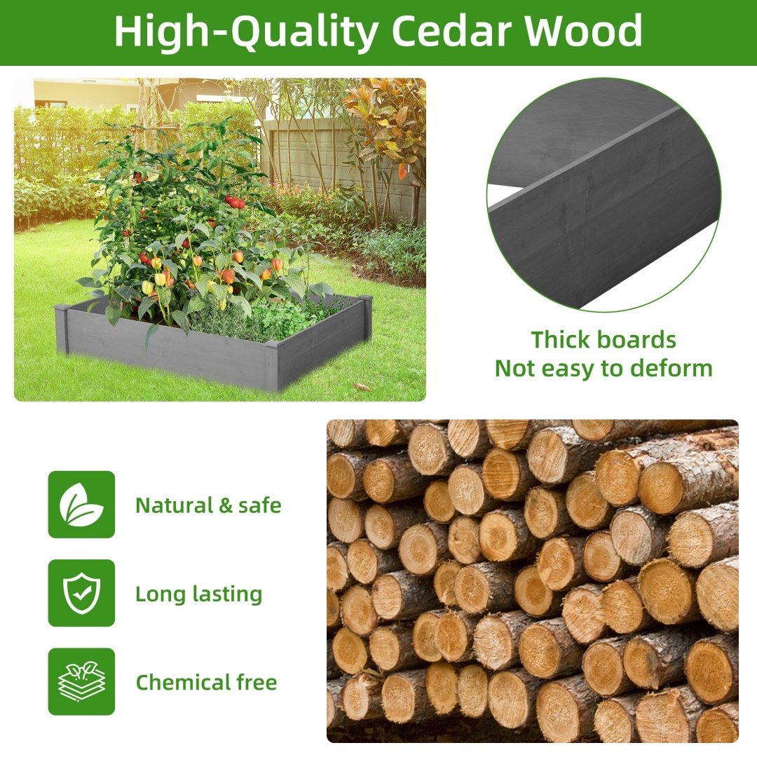 48x48x10 Inch Raised Planting Bed, Outdoor Floor Standing Wooden Planting Box, Tool-Free Assembly - Image 5