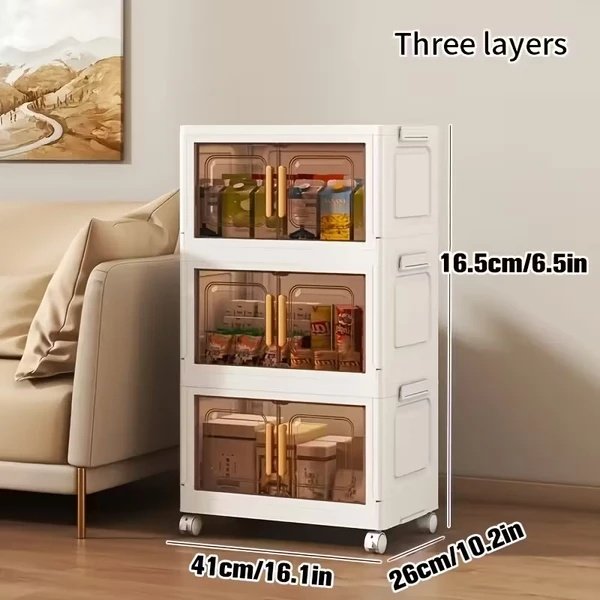 Foldable Storage Cabinet-Dark -3 Layer, 2 Colors - Image 2