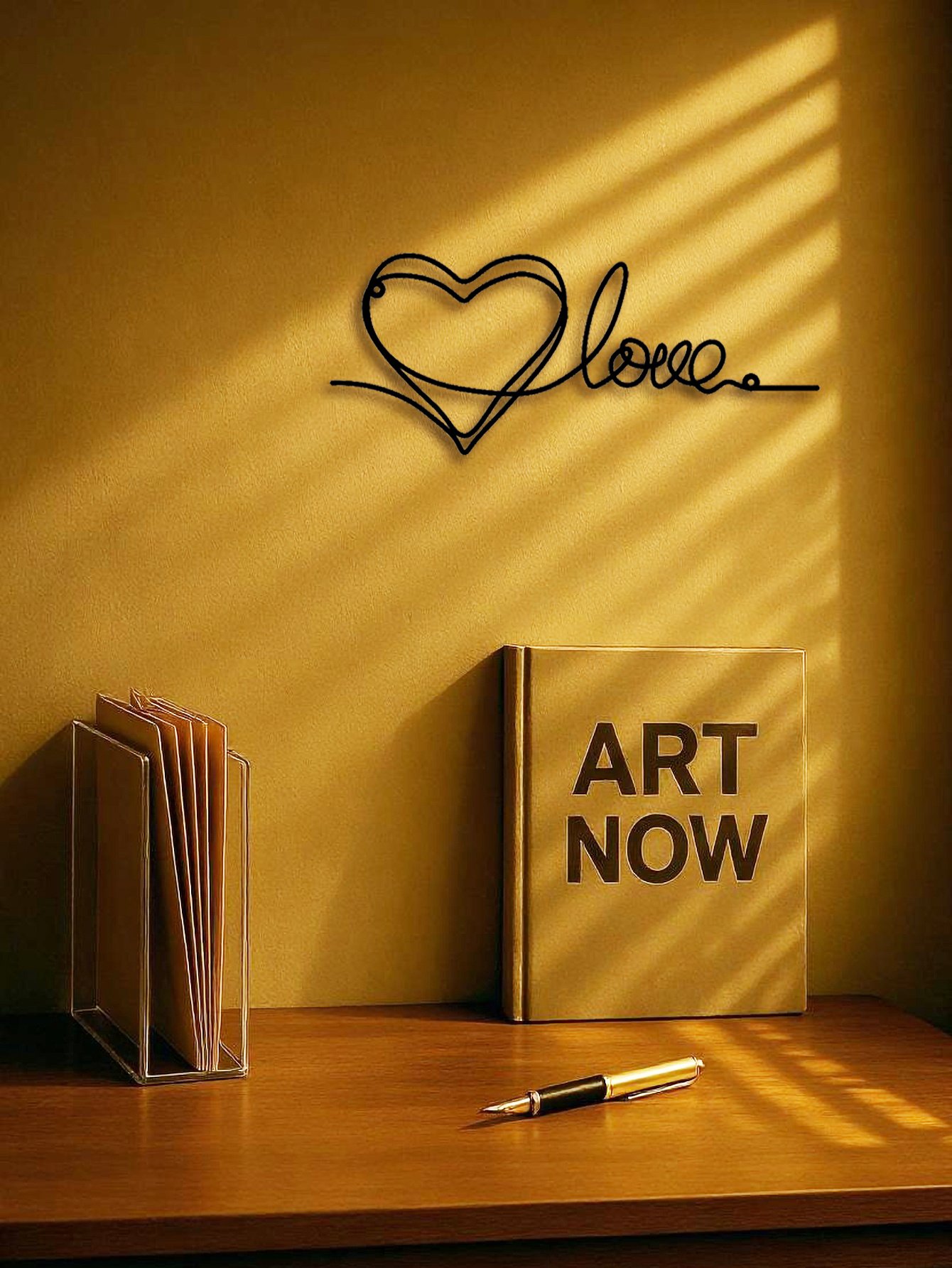 Metal Heart Love Shaped Wall Hanging Ornament Line Art Pendant Metal Wall Decor - Image 3