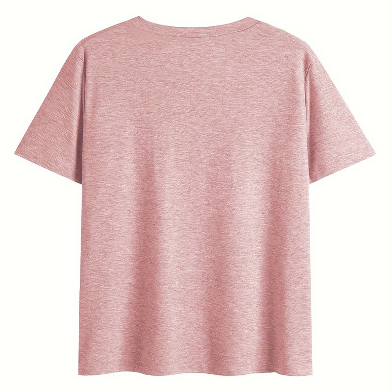 Women's V-Neck Short Sleeve T-Shirt - 'God' Letter Print, Summer Casual Top - Image 2