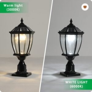 20 Black Solar Powered LED Outdoor Lantern, Vintage Garden Light With Elegant Glass Design For Pathways, Yards, And Patios 1-Pack
