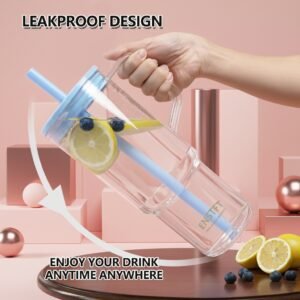 Tritan BPA-Free Double-Wall Tumbler Double--Mouth  Leak-Proof, Portable  With Straw  Handle, Fits Car Cup Holders - Hot-Cold Drinks  Office-Christmas Gift